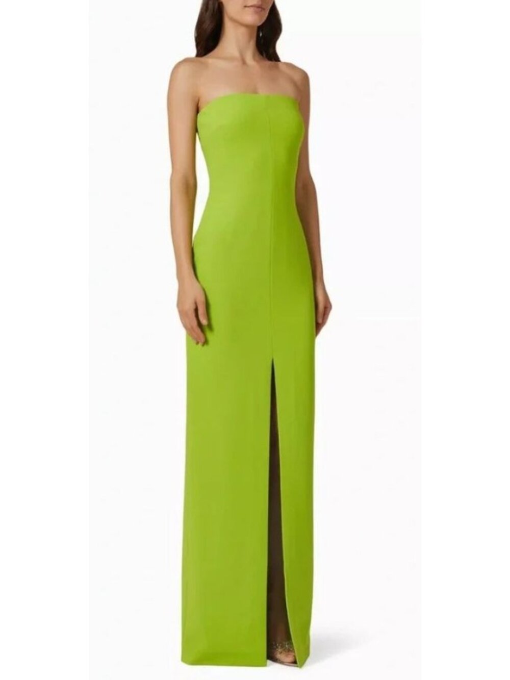 SOLACE LONDON Bysha Strapless Maxi Dress Stretch Crêpe Lime Green US 6 UK 10